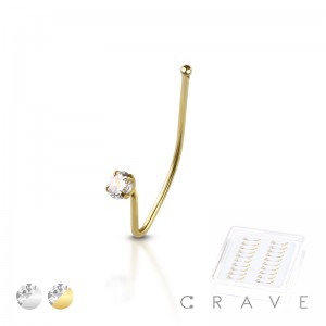 20PCS OF V-SHAPED CLEAR GEM CLIP ON 925 STERLING SILVER NOSE RING PACKAGE